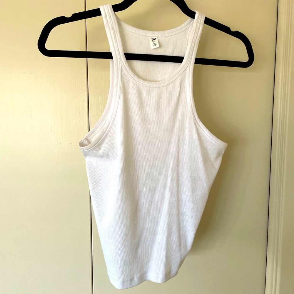 BP Nordstrom White Ribbed Racerback Tank Top - Size M